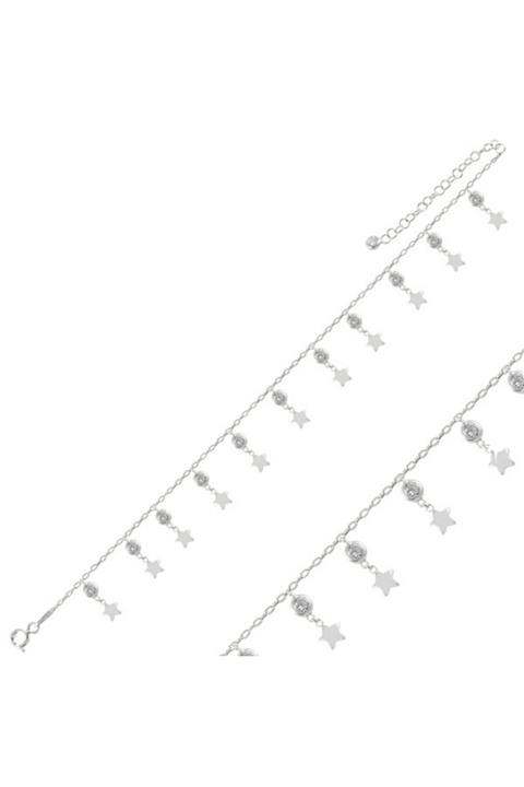 KOVAC Kadın Yıldız Model Zirkon Taşlı Sallantılı 925 Ayar Gümüş Halhal