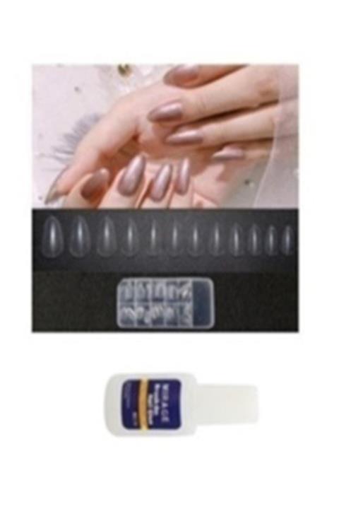 hdkozmetik Hazır Törpülenmiş Tırnak, Dipten Takılan, Oje Sürülebilir 100lü Şeffaf +yapıştırıcı