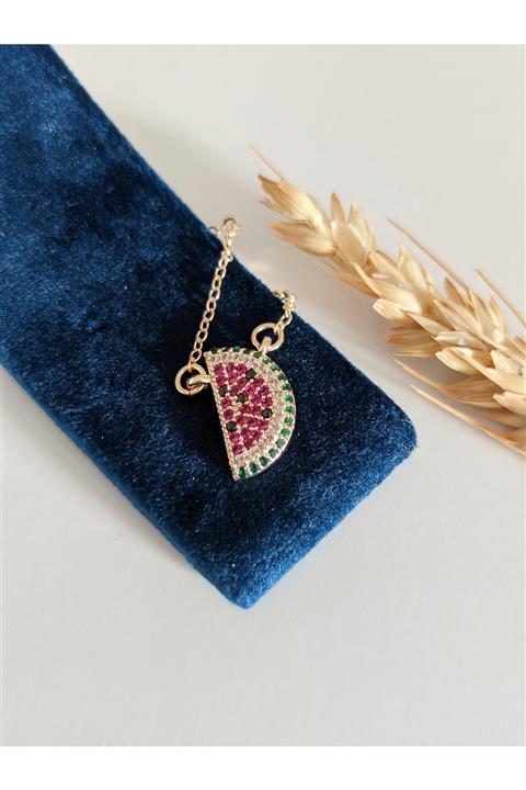 SU PERİSİ TAKI BİJUTERİ Gold Zirkon Taşlı Karpuz Model Halhal