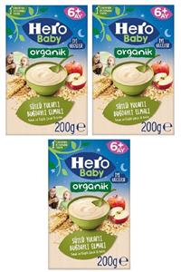 Hero Baby Organik Sütlü Yulaflı Buğdaylı Elmalı Kaşık Maması 200 Gr X 3 Adet