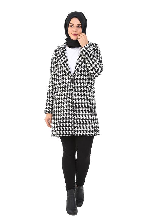 Mixray Kadın Kazayağı Kaşe Kaban