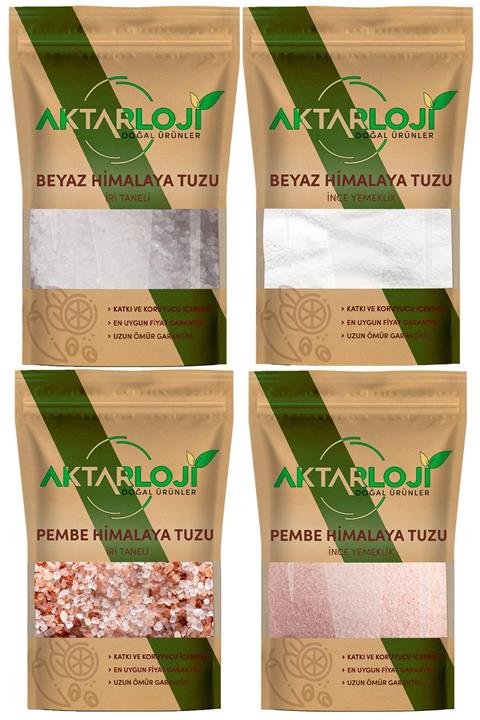 aktarloji 4 'lü Himalaya Tuz Seti 10 Kg ( Iri Pembe + Ince Pembe + Iri Beyaz + Ince Beyaz ) 2,50 'er Kg
