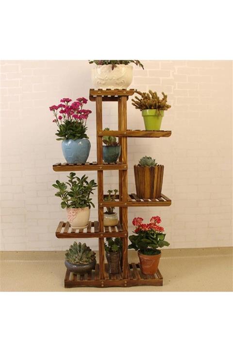 DEMBEY AHŞAP ATÖLYE Ahşap Çiçeklik Kitaplık Saksılık Balkon Bahçe Standı No5