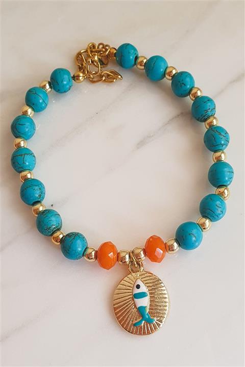 All Unique by Ece Balık Mavi Doğal Taş Halhal