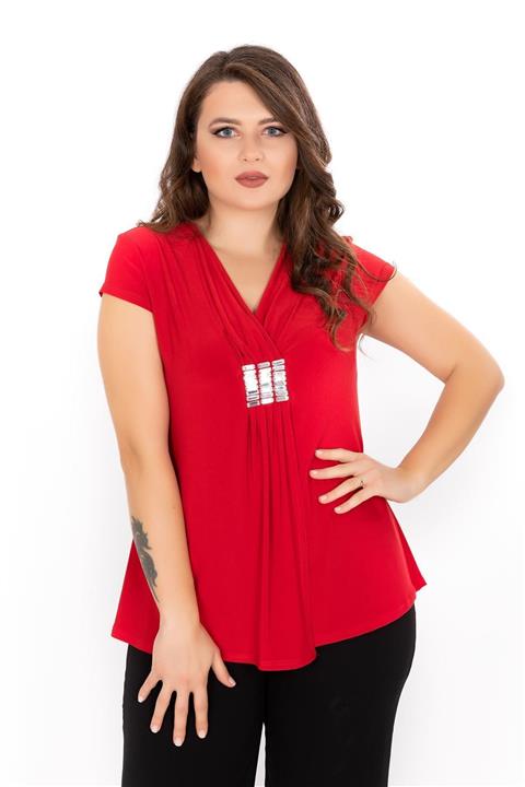 OLEA XXL Büyük Beden Abiye Bluz 7226 Kırmızı