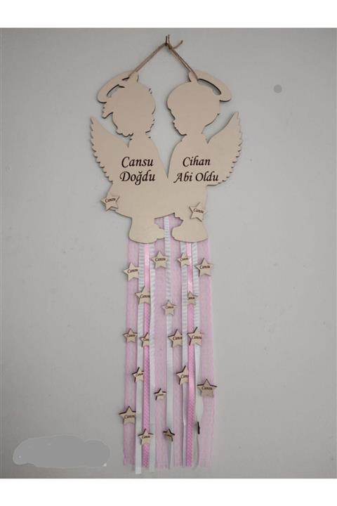 ONCA HEDİYELİK Bebek Odası Kapı Süsü Dekoratif Süslü Ahşap Kapı Süsü