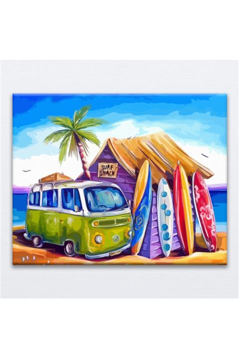 iRessam Sörf - Sayılarla Tuval Tablo Boyama Seti (40x50 cm Tuval)