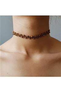 Handmade By HLY Kadın Bakır El Yapımı Kristal Taşlı Choker Kolye