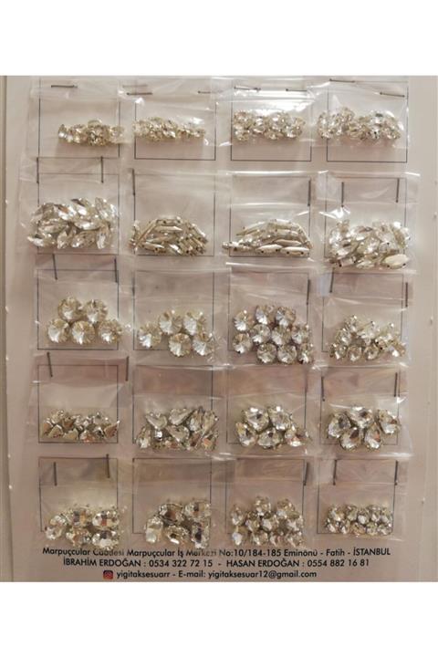 yiğit aksesuar Kasalı Dikme Beyaz Cam Taş Seti()