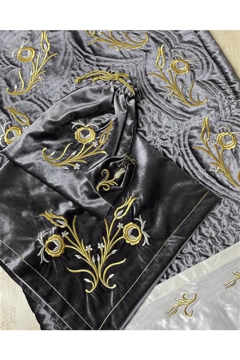 Hane7 Gri Sim Sırma Bohça Seccade Takımı