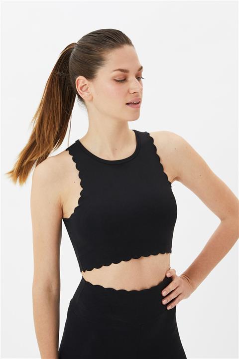TRENDYOLMİLLA Siyah Kol ve Etek Ucu Detaylı Spor Sütyeni TWOSS21SS0056