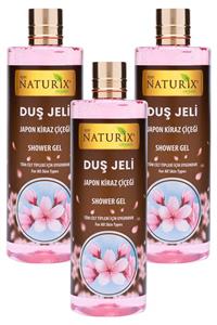 Ilgaz Naturix Organix Aroma Terapi Duş Jeli Japon Kiraz Çiçeği Duş Jeli Kalıcı Kokulu Banyo Jeli 400 Ml 3'lü Banyo Seti