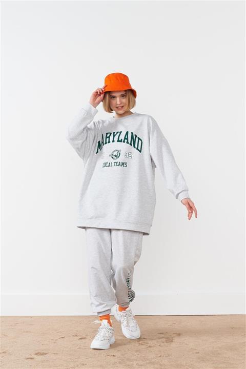 Basicpark Maryland Pamuklu Oversize Gri Alt Üst Takım
