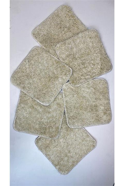 LA LOBA HOME Krem Renk 6'lı Set Sandalye Üzeri Shaggy Paspas 40x40cm