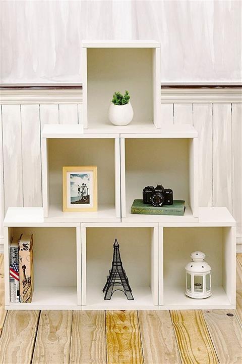 Ece Homee Ece Beyaz Istiflenebilir Mdf Modüler Kitalık& Küp& Raf &beyaz Tekli Küp&dekoratif