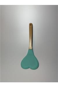 ACAR HOME Kalp Şekilli Silikon Spatula Turkuaz
