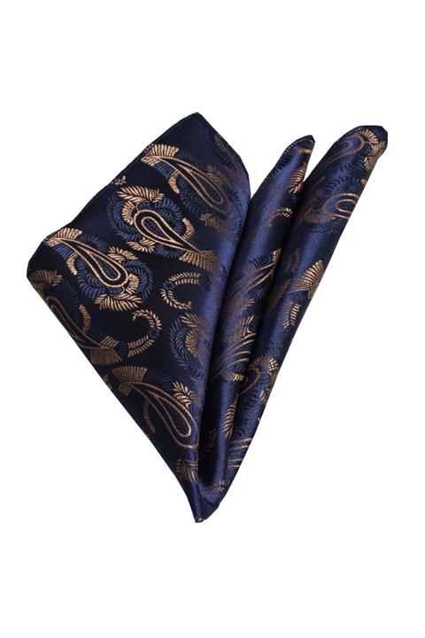 Exve Exclusive Lacivert Bakır Şal Desenli Yaka Cep Mendili