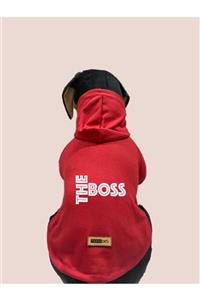 Monopetz Kapişonlu Sweatshirt Köpek Ve Kedi Kıyafeti - Kırmızı The Boss