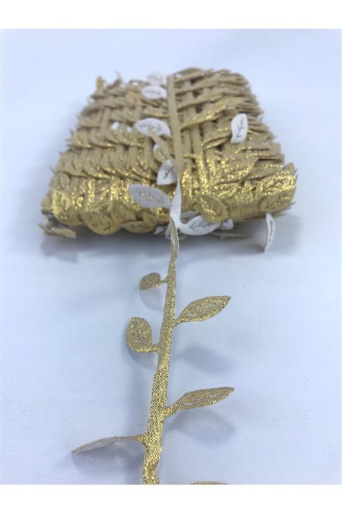 Hobigram Koyu Gold Saten Yaprak Dekoratif Şerit