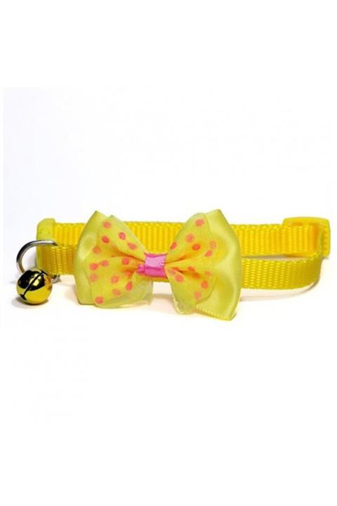 CCA Papyonlu Kedi Ve Küçük Irk Köpek Boyun Tasması Sarı