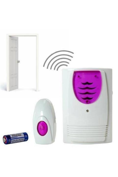 İndiriminVar 100 Metre Çekim Mesafeli Kablosuz Pilli Kapı Zili Yapışkanlı Ofisiniz Işyerini Kablosuz Kapı Zili