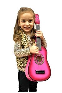 Gitar Çocuk I Pembe Ahşap 60cm Penalı