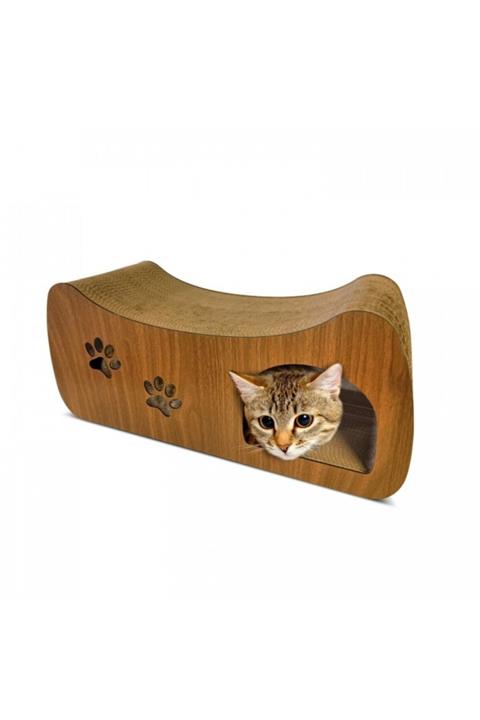 Artikel Ondüle Karton Kedi Tırmalama Tahtası, Mdf Kaplamalı 61x27x20cm, Kedi Tırmalama Rampası