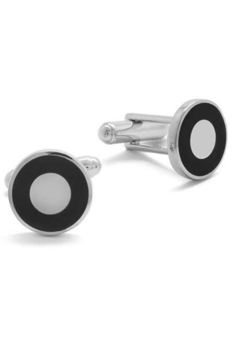 Gümüş Hediye Al Siyah Mineli Göz Tasarım 925 Ayar Gümüş Kol Düğmesi