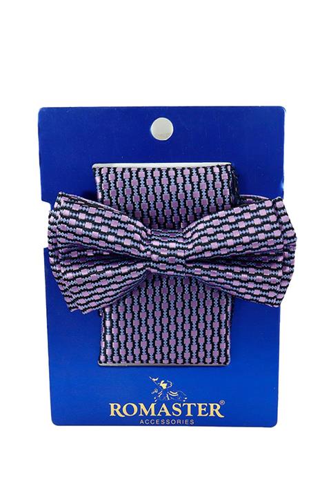 ROMASTER Renkli Çizgi Desenli Mendilli Papyon