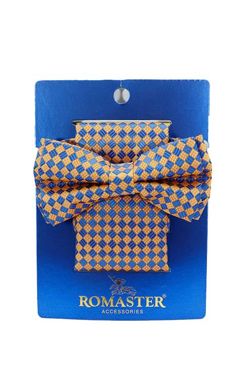 ROMASTER Renkli Kare Desenli Mendilli Papyon