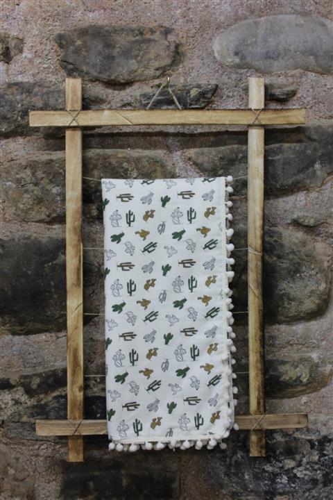 Mercan Design Çift Taraflı, Kaktüs Desenli Pike