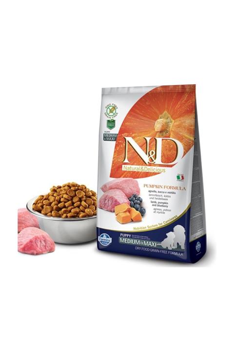 N&D Tahılsız Balkabak Kuzu Yaban Mersinli Orta Büyük Irk Yavru Köpek Maması - 2,5 kg