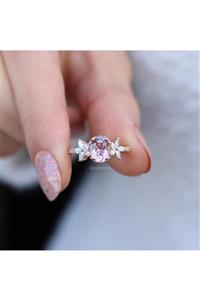 INZA mücevherat Kadın  Vintage Daisy Pırlanta Morganite Yüzük