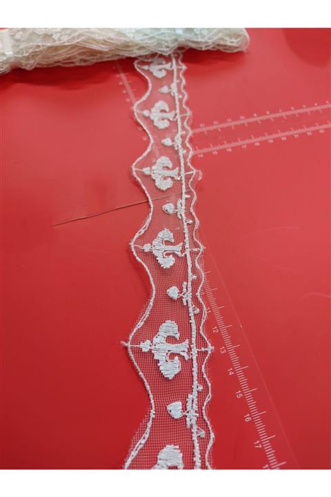 DUAYEN Krem Güpür Dantel Fisto Tül Üzeri Işleme En Güzel Tekstilleriniz Için 9 Metre