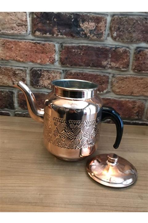 Ebra Bakır 1.sınıf Bakır Işlemeli Demlik Kahveci Tipi Büyük Boy 20 Cm