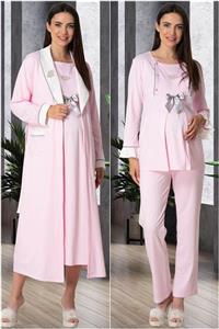 Mecit Pijama Pembe Sabahlık Pijama Gecelik Hamile Lohusa Set