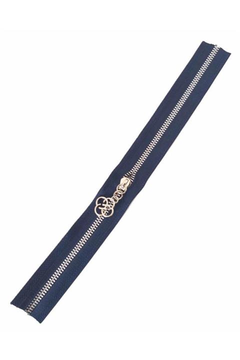 angel çanta aksesuar Başlıklı Fermuar 40 Cm Gümüş Metal Lacivert