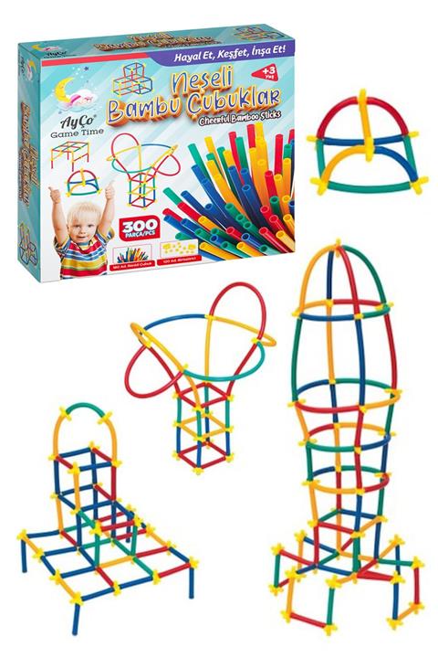 Ayço Neşeli Bambu Çubuklar Zeka Ve Hayal Gücü Geliştirici 300 Parça Oyun