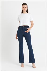 VAV Kadın Koyu Mavi Ispanyol Paça Likralı Kot Pantolon Flare Leg Jeans Koyu Kot Ispanyol Paça Zara Model