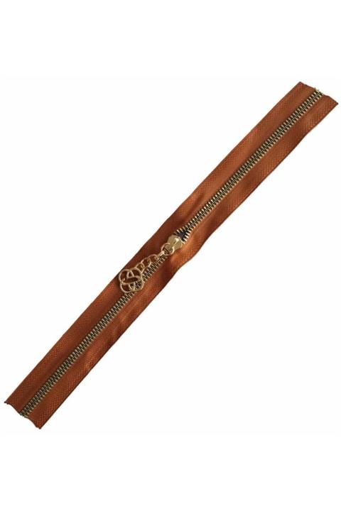angel çanta aksesuar Başlıklı Fermuar 40 Cm Light Gold Metal Taba