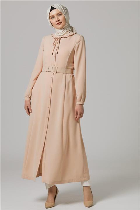 Tuğba Fırfır Yakalı Bej Pardesü