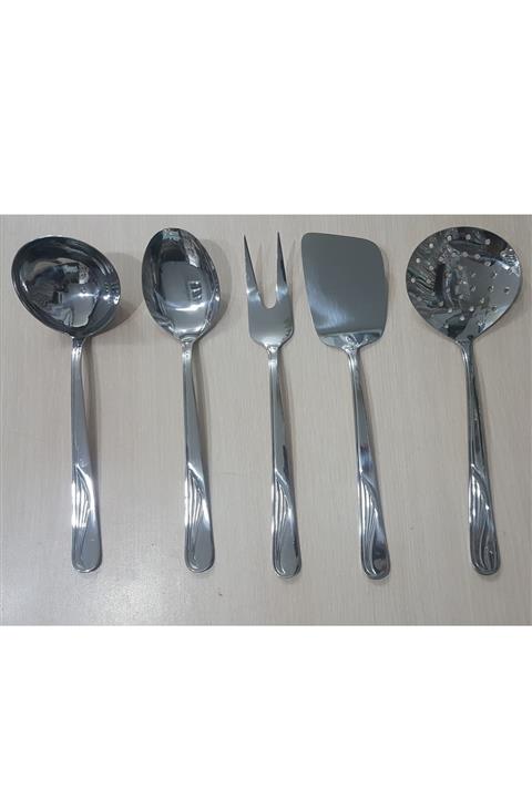 Nehir Imran Kuşkanadı Sade 5 Parça Servis Takımı (kepçe Seti)