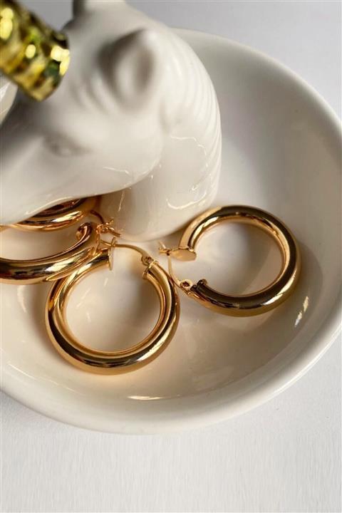 BC Accessorize Gold Büyük Kalın Halka Küpe