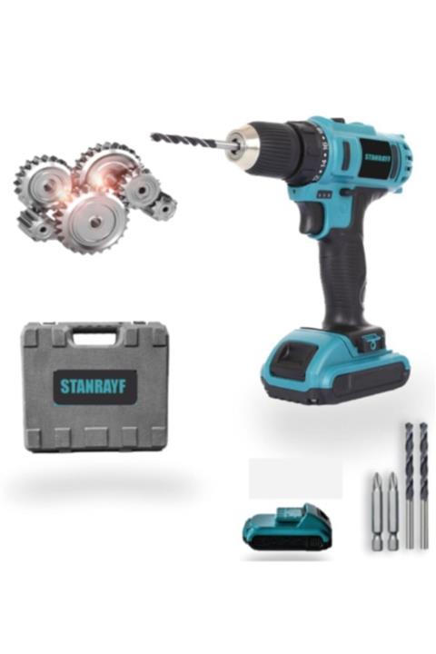 stanrayf Germany 46v 5ah Lion Otomatik Çelik Şanzman Çift Akülü Vidalma Şarjlı Matkap 5adtuç Hediye