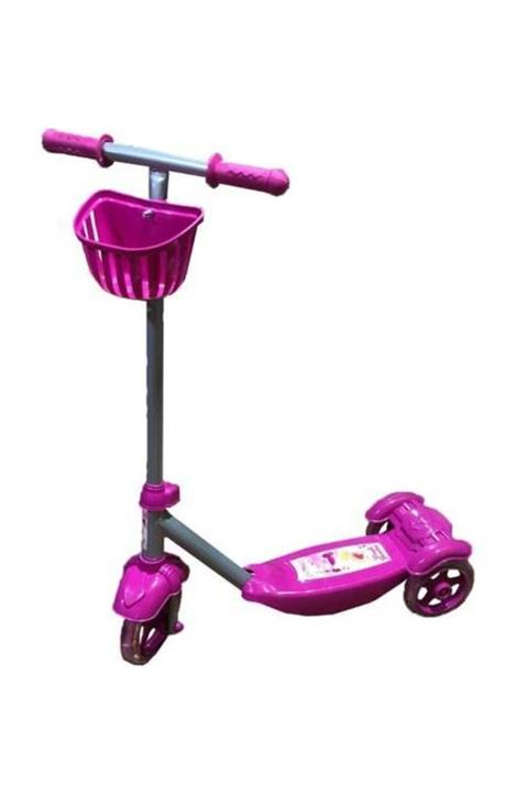 KARSAN Silikon 3 Teker Winx Temalı Frenli Çocuk Sepetli Kaymaz Scooter  Pembe