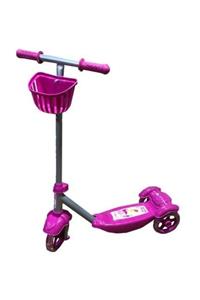 KARSAN Silikon 3 Teker Winx Temalı Frenli Çocuk Sepetli Kaymaz Scooter  Pembe