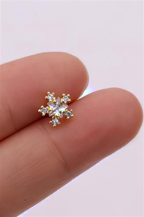 Salyangoz Company Cerrahi Çelik Gold Kar Tanesi Figürlü Helix,tragus,kıkırdak Piercing Glgkr01