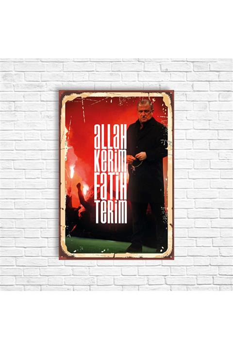 TRENDPOSTER Fatih Terim Galatasaray Retro Ahşap Poster