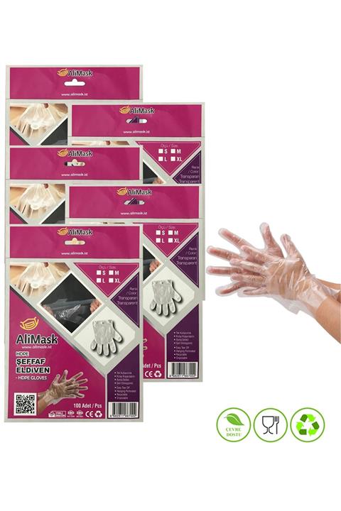 Alimask Şeffaf Poşet Eldiven (500 Adet)