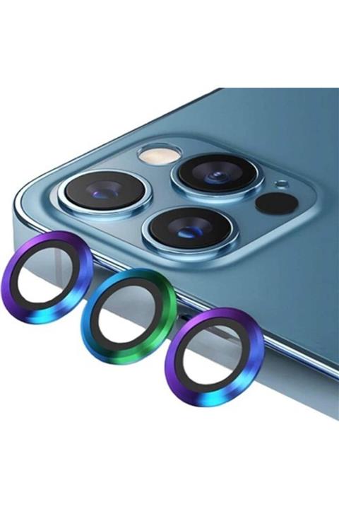 MRKZ İphone 13 Pro13 Pro Max Uyumlu Kamera Lens Koruyucu Gökkuşağı